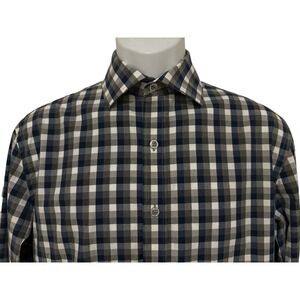 Todd Snyder Mens Shirt Button Long Sleeve Black Gray White‎ Check 15-32/33 Small